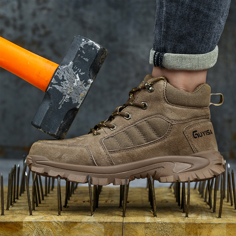Suede and Mesh Breathable Stylish Steel Toe Safety Shoes comfortable