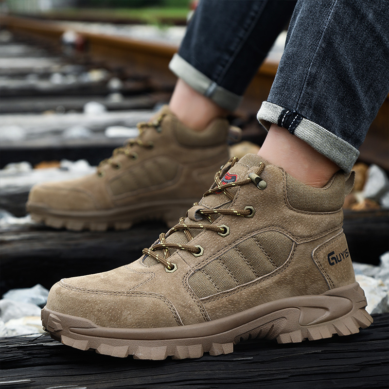 Suede and Mesh Breathable Stylish Steel Toe Safety Shoes comfortable