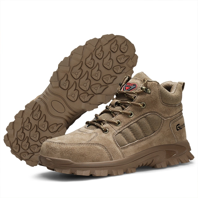 GUYISA 0276BK Suede and Mesh Breathable Stylish Steel Toe Safety Shoes comfortable