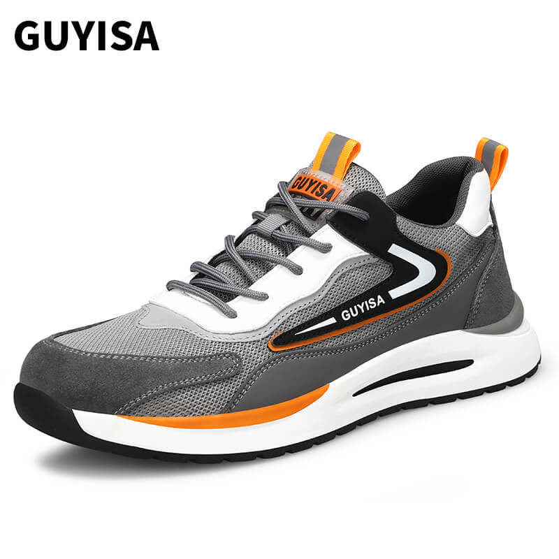 Fashionable non-slip rubber bottom steel toe safe sports shoes