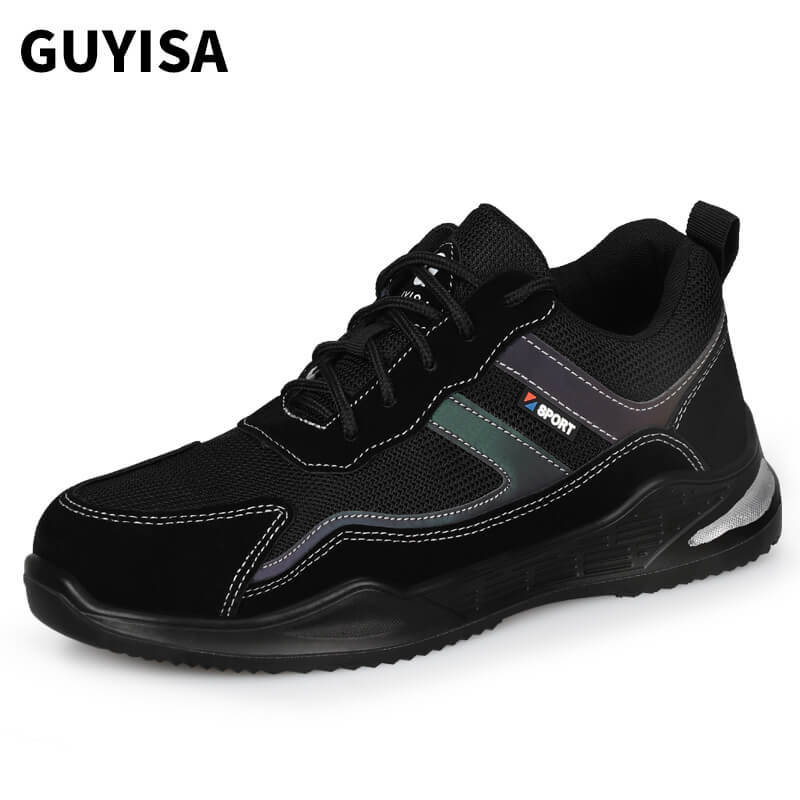 Black Aurora Arch Support Steel Toe Shoes for Men Women Breathable Industrial Work Shoes