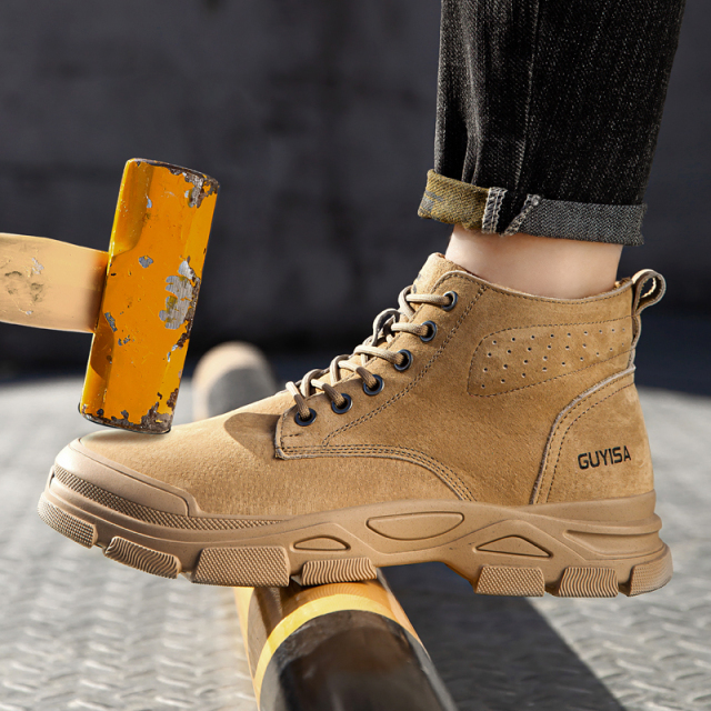 Suede fashion comfortable steel toe European standard safety boots
