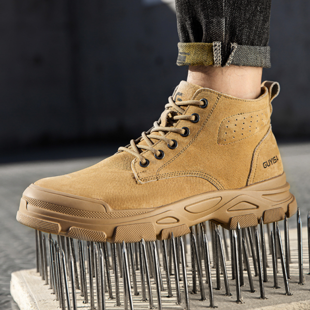 Suede fashion comfortable steel toe European standard safety boots