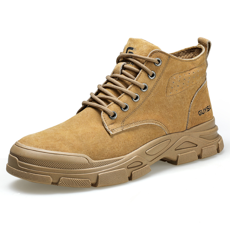 Suede fashion comfortable steel toe European standard safety boots