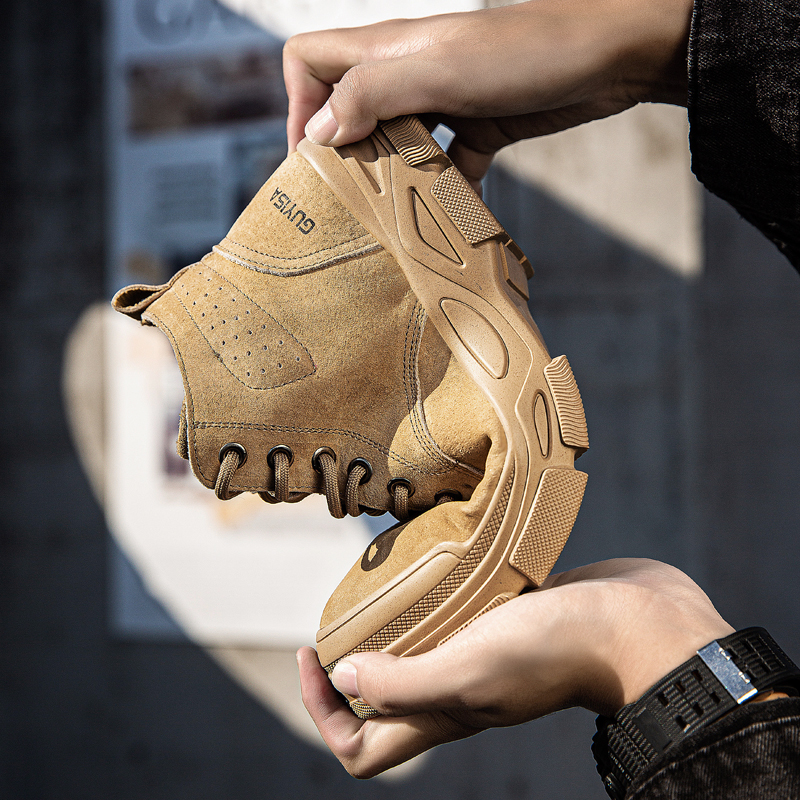 Suede fashion comfortable steel toe European standard safety boots