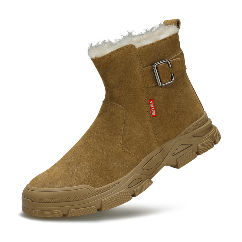 Winter suede non-slip rubber soled steel head safety boots