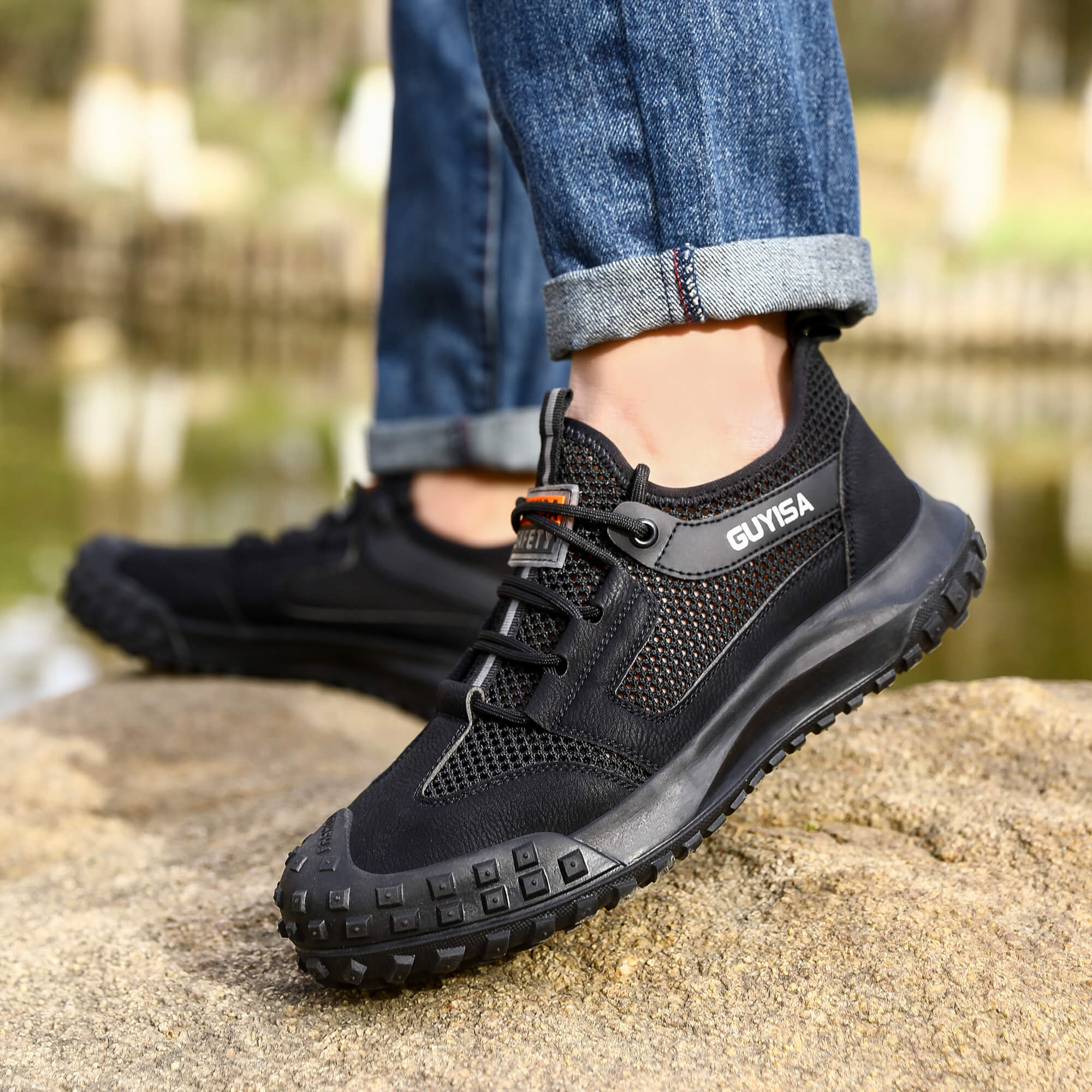 Men's safety shoes manufacturers direct European standard steel toe safety shoes