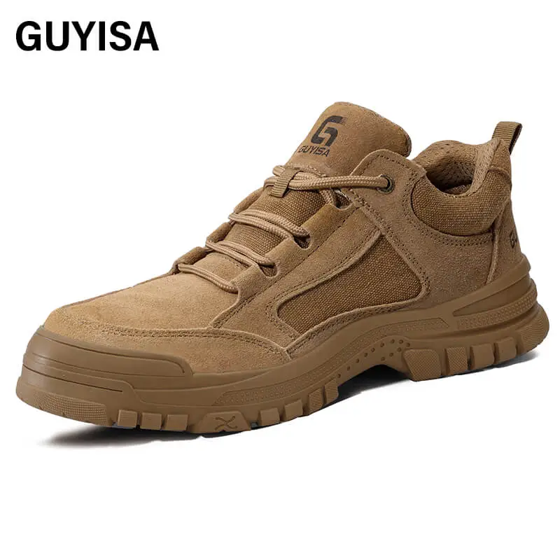 GUYISA Safety Tan Work Hiking Boots Mid Top Steel Toe GB21148-2020 Men\'s Sz 44 GUYISA Steel Toe Safety Shoes Men Waterproof Khaki main image 4