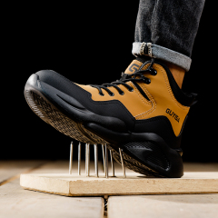GUYISA  Safety Boots European Standard Steel Toe Fashion Breathable Leather Upper  Smash-proof stab-proof safety shoes for men