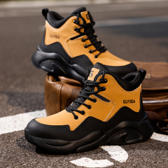 GUYISA  Safety Boots European Standard Steel Toe Fashion Breathable Leather Upper  Smash-proof stab-proof safety shoes for men