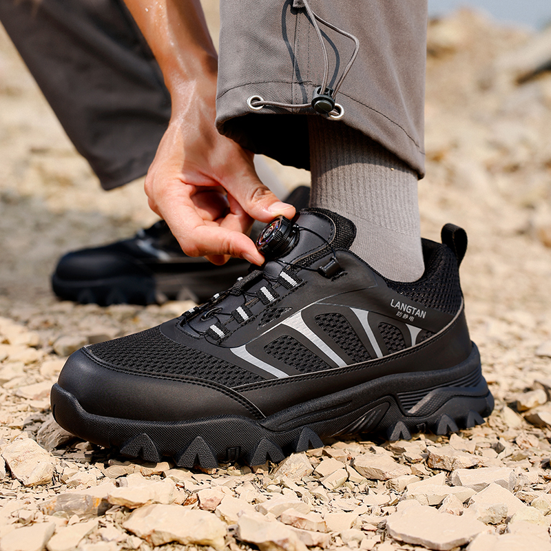 LANGTAN Stylish Men's Anti-smash Anti-puncture Microfiber Fabric Safety Shoes for men
