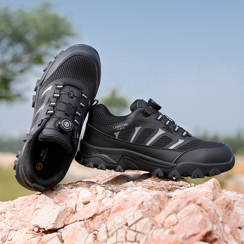 LANGTAN Stylish Men's Anti-smash Anti-puncture Microfiber Fabric Safety Shoes for men