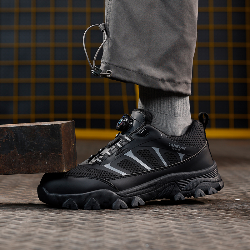 LANGTAN Stylish Men's Anti-smash Anti-puncture Microfiber Fabric Safety Shoes for men