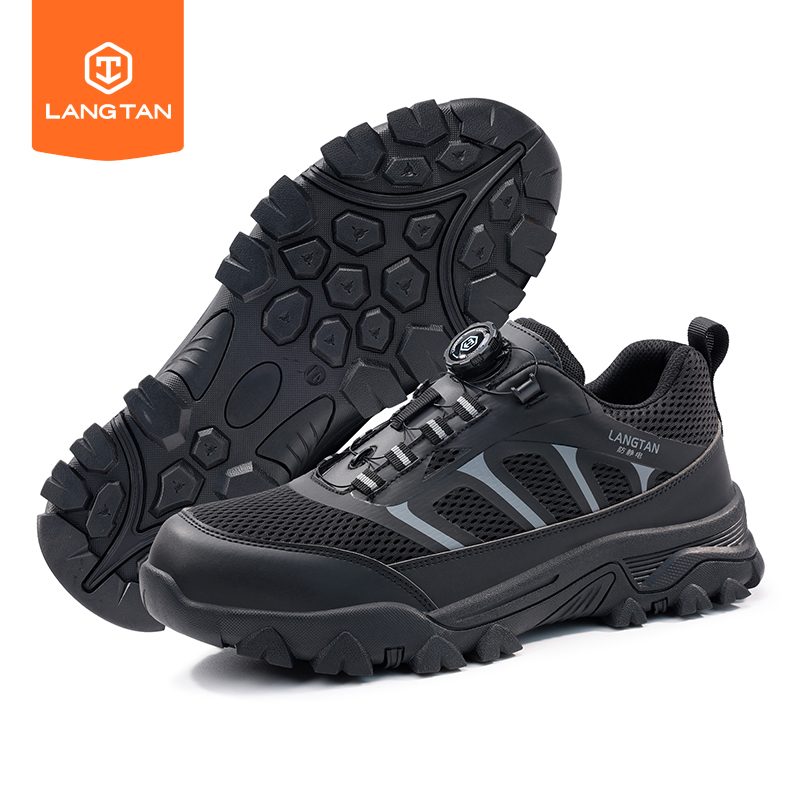LANGTAN Stylish Men's Anti-smash Anti-puncture Microfiber Fabric Safety Shoes for men