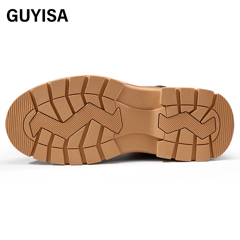 GUYISA Outdoor lightweight safety boots waterproof cowhide anti-skid wear-resistant rubber sole men's work safety boots
