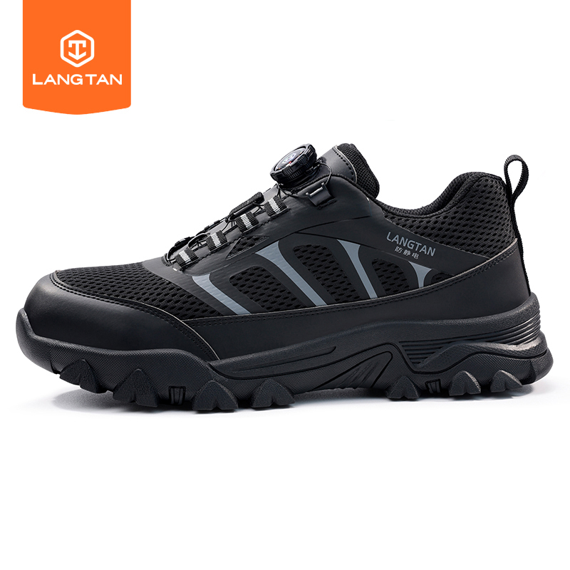 LANGTAN Stylish Men's Anti-smash Anti-puncture Microfiber Fabric Safety Shoes for men