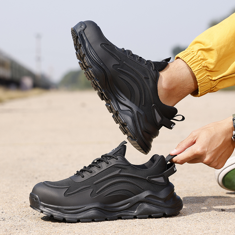 GUYISA  lightweight safety shoes steel toe wear-resistant rubber sole men's work safety shoes