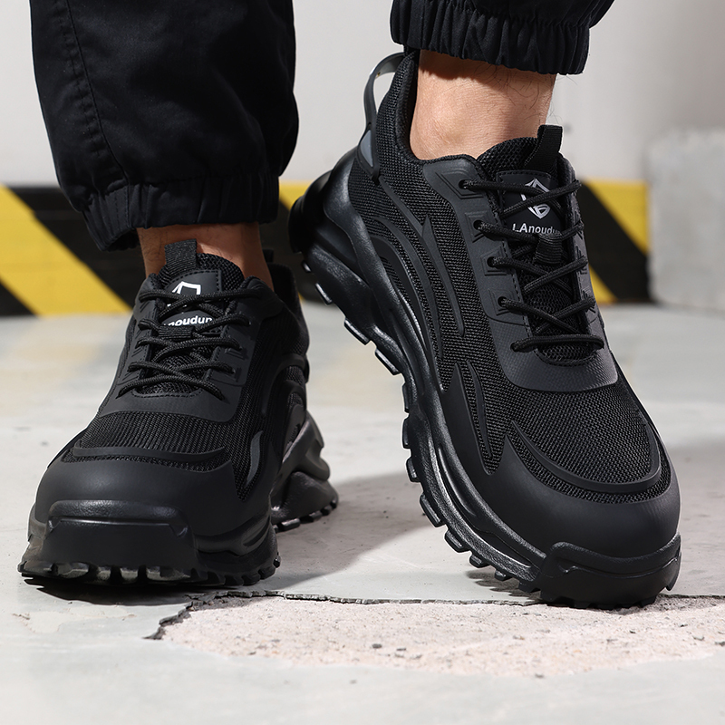 GUYISA  lightweight safety shoes steel toe wear-resistant rubber sole men's work safety shoes
