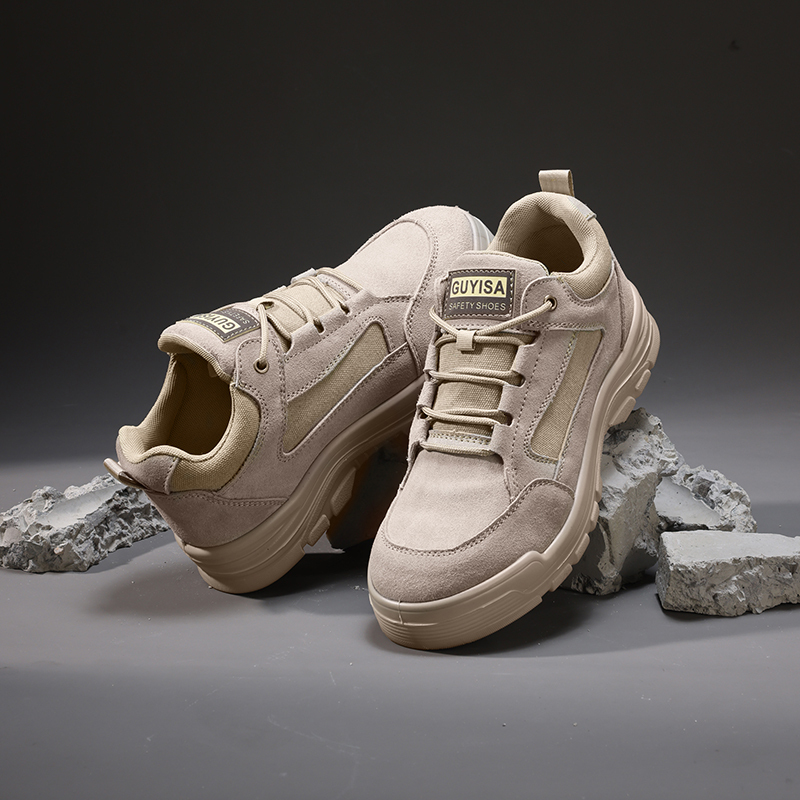 GUYISA  Labor protection shoes with anti-smashing anti-piercing canvas and suede European standard steel toe caps