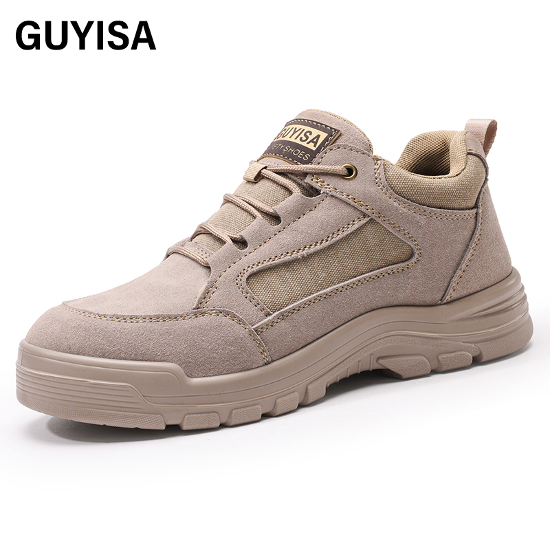 GUYISA  Labor protection shoes with anti-smashing anti-piercing canvas and suede European standard steel toe caps