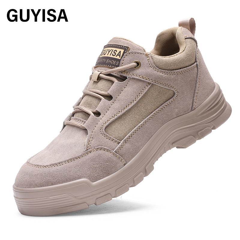 GUYISA  Labor protection shoes with anti-smashing anti-piercing canvas and suede European standard steel toe caps