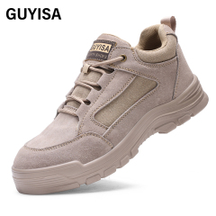 GUYISA  Labor protection shoes with anti-smashing anti-piercing canvas and suede European standard steel toe caps