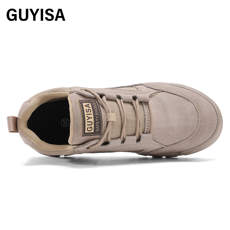 GUYISA  Labor protection shoes with anti-smashing anti-piercing canvas and suede European standard steel toe caps