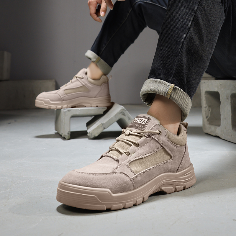 GUYISA  Labor protection shoes with anti-smashing anti-piercing canvas and suede European standard steel toe caps