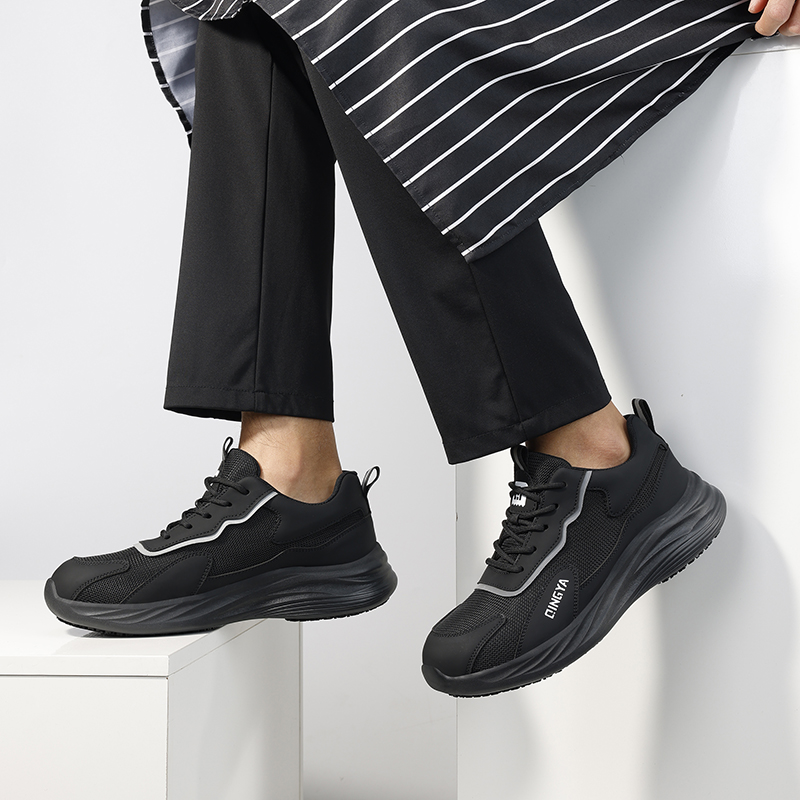 GUYISA New black microfiber solid MD sole chef shoes