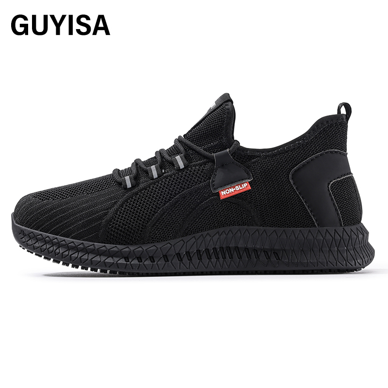 GUYISA  Black new sports series sandwich mesh chef shoes