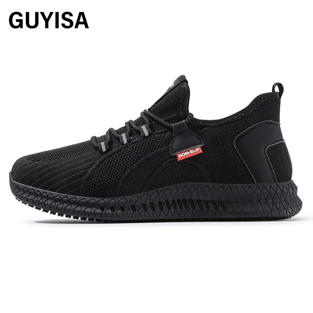 GUYISA  Black new sports series sandwich mesh chef shoes