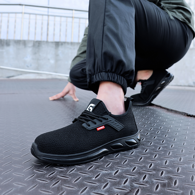 GUYISA  New black sports series anti - impact European standard steel toe cap Kevlar sole labor protection shoes