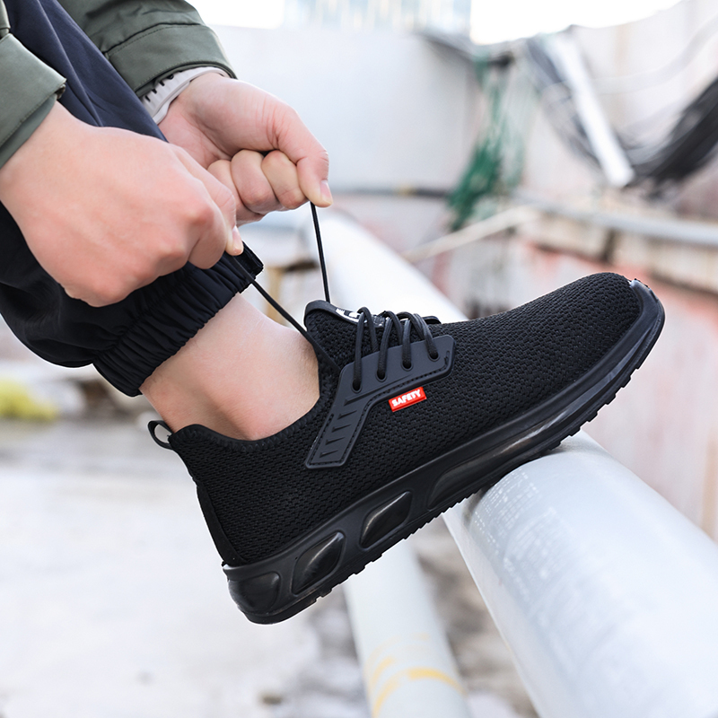GUYISA  New black sports series anti - impact European standard steel toe cap Kevlar sole labor protection shoes
