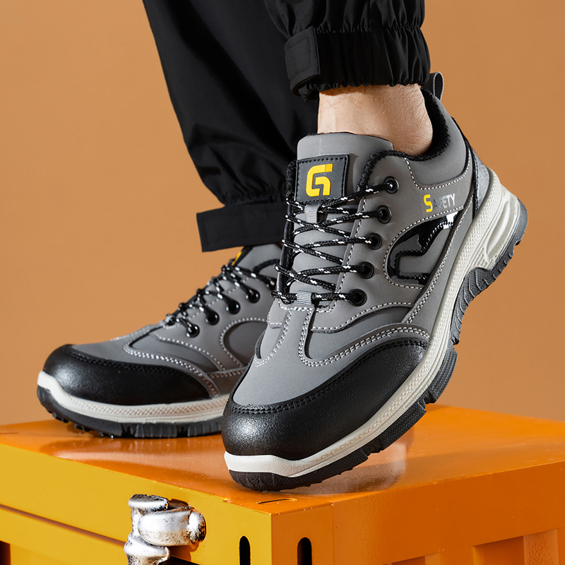 GUYISA  European standard steel toe cap grey hiking series anti - impact anti - puncture labor protection shoes