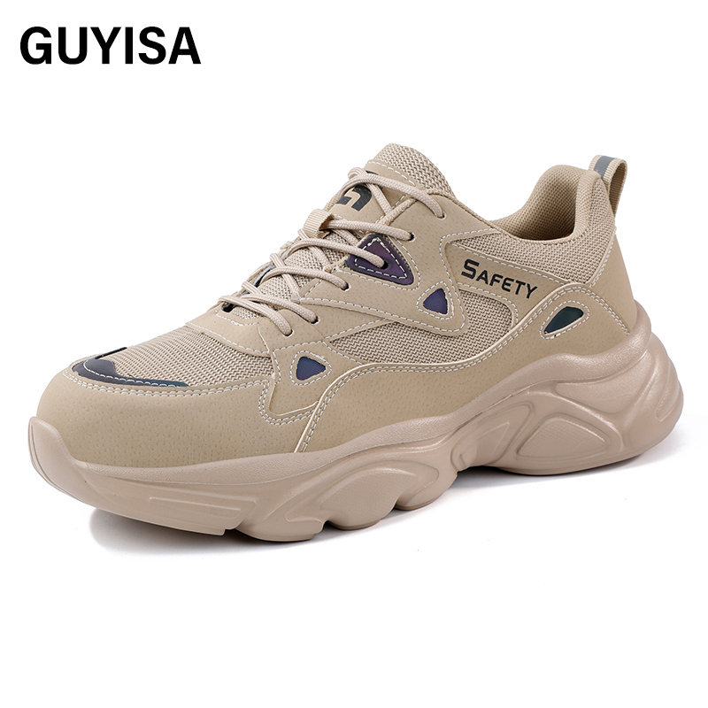 GUYISA  Hot selling khaki sports series anti - impact anti - puncture European standard steel toe cap labor protection shoes