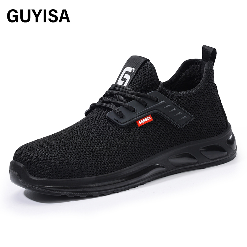 GUYISA  New black sports series anti - impact European standard steel toe cap Kevlar sole labor protection shoes
