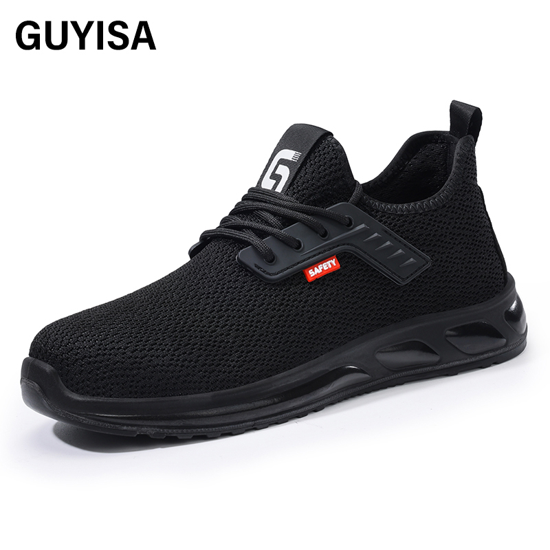 GUYISA  New black sports series anti - impact European standard steel toe cap Kevlar sole labor protection shoes