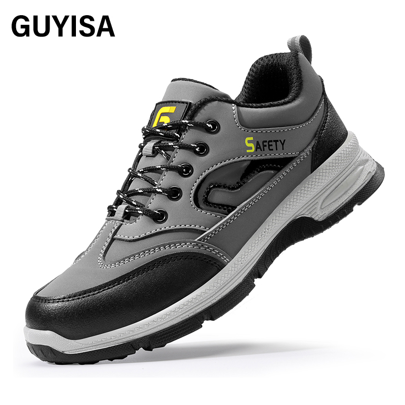 GUYISA  European standard steel toe cap grey hiking series anti - impact anti - puncture labor protection shoes