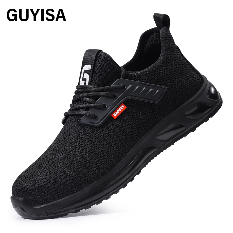 GUYISA  New black sports series anti - impact European standard steel toe cap Kevlar sole labor protection shoes