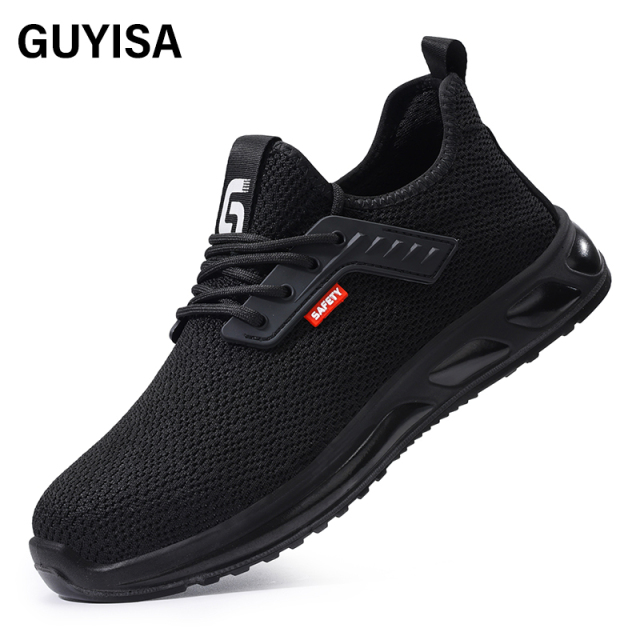 GUYISA  New black sports series anti - impact European standard steel toe cap Kevlar sole labor protection shoes