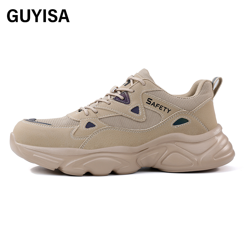 GUYISA  Hot selling khaki sports series anti - impact anti - puncture European standard steel toe cap labor protection shoes