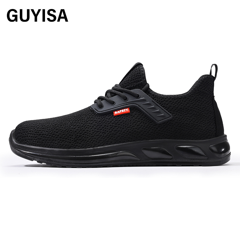 GUYISA  New black sports series anti - impact European standard steel toe cap Kevlar sole labor protection shoes