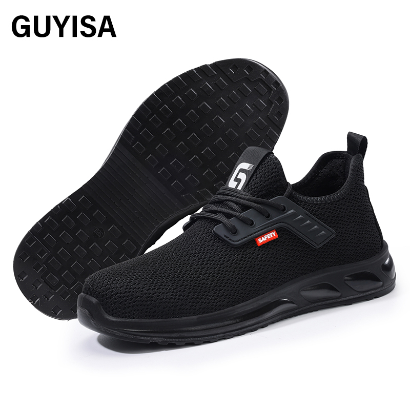 GUYISA  New black sports series anti - impact European standard steel toe cap Kevlar sole labor protection shoes