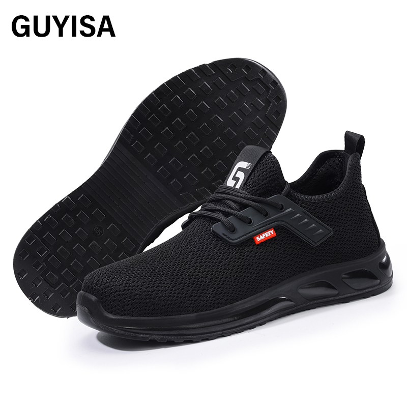 GUYISA  New black sports series anti - impact European standard steel toe cap Kevlar sole labor protection shoes