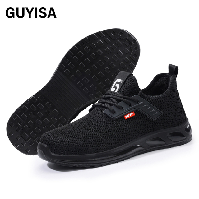 GUYISA  New black sports series anti - impact European standard steel toe cap Kevlar sole labor protection shoes