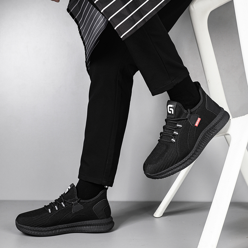 GUYISA  Black new sports series sandwich mesh chef shoes