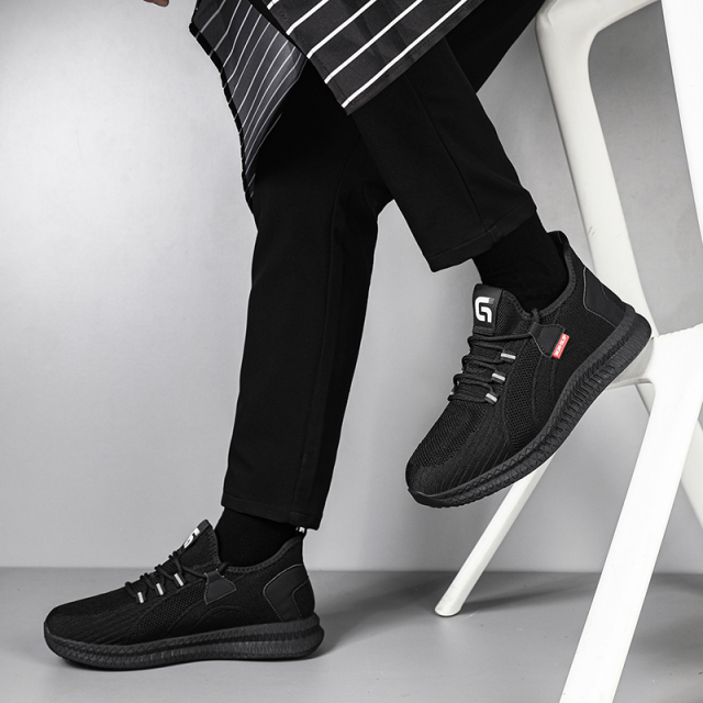 GUYISA  Black new sports series sandwich mesh chef shoes