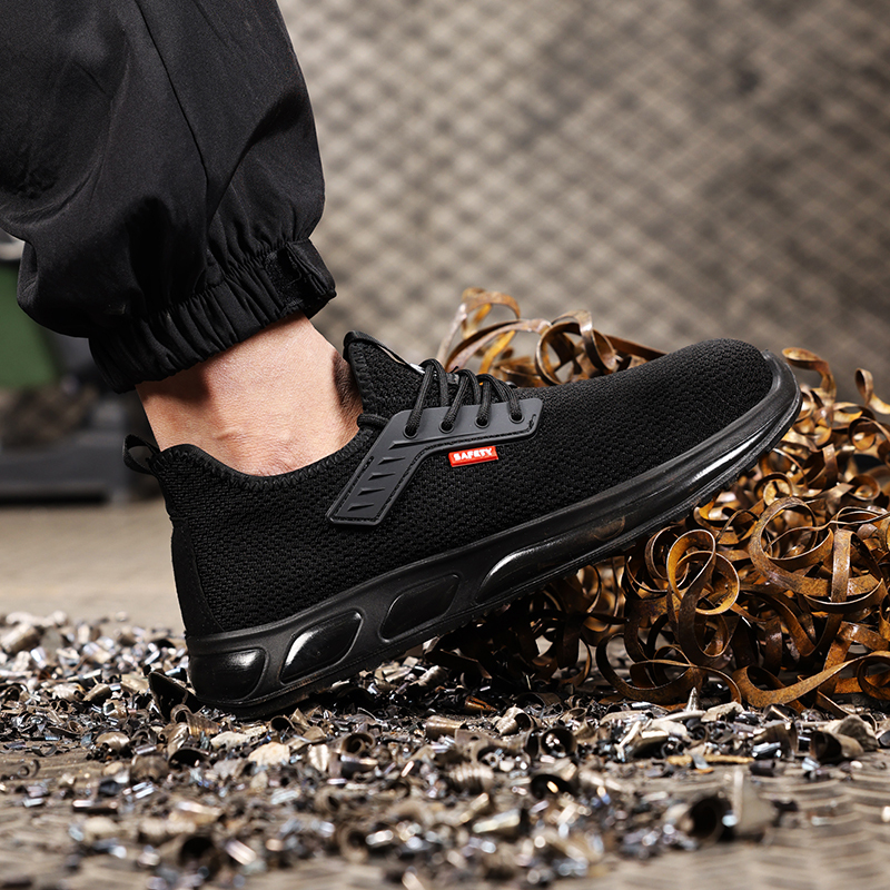 GUYISA  New black sports series anti - impact European standard steel toe cap Kevlar sole labor protection shoes