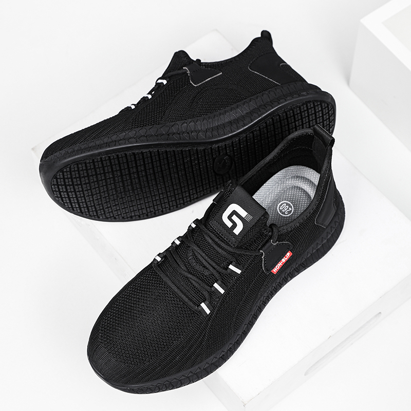 GUYISA  Black new sports series sandwich mesh chef shoes