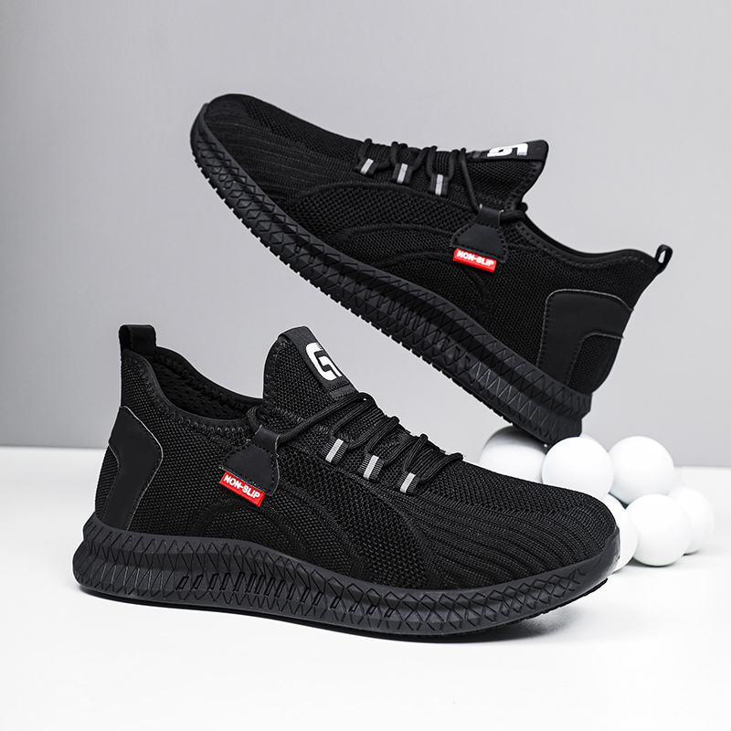 GUYISA  Black new sports series sandwich mesh chef shoes